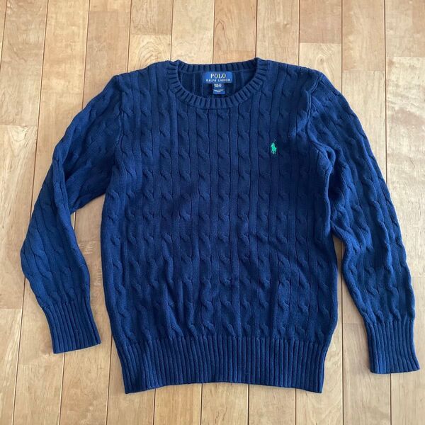 POLO RALPH LAUREN ラルフローレン ニット セーター ケーブルニット 長袖 ネイビー 紺 150 キッズ 子供