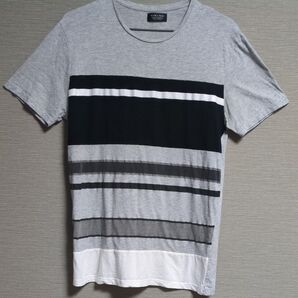 ZARA MAN ボーダー柄Tシャツ グレー