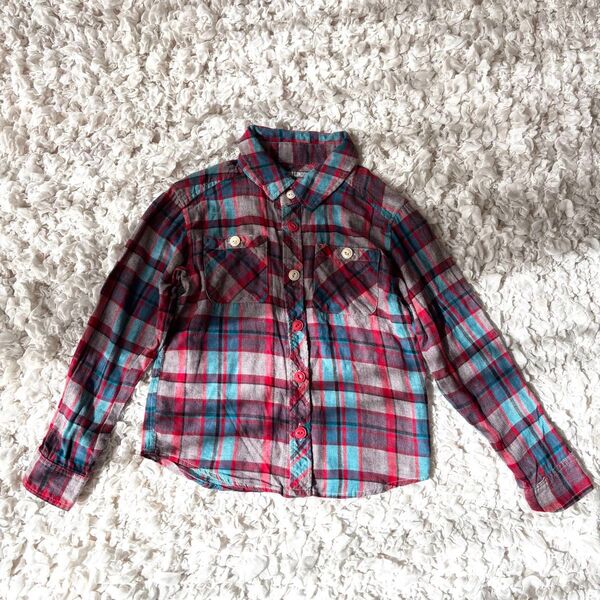 F.O.KIDS 長袖シャツ チェック柄 赤系 サイズ130