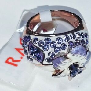 R.A. フラワーモチーフリング クリスタルストーン 12号