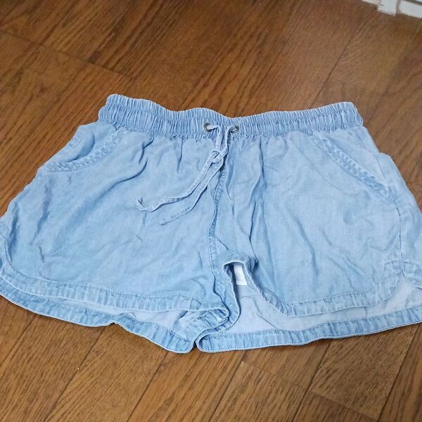 ショートパンツ ライトブルー デニム ウエストゴム中古品