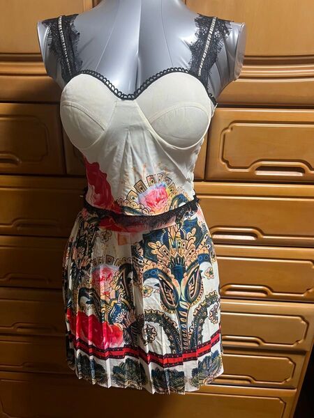 キャバクラ花柄コルセットビスチェセット.サイズM-L