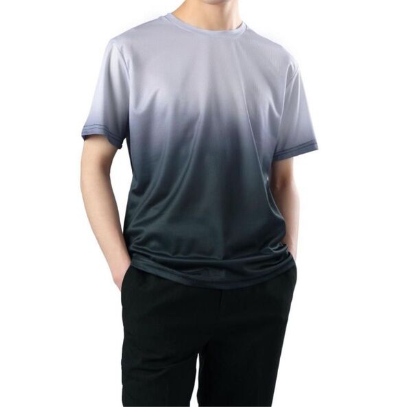 Tシャツ メンズ 半袖 無地 グラデーション サマー グレー カジュアル 半袖Tシャツ