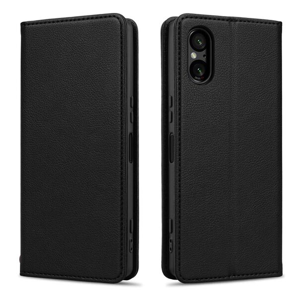Xperia 5 V ケース 手帳型 カード収納 スタンド機能 耐衝撃 ブラック