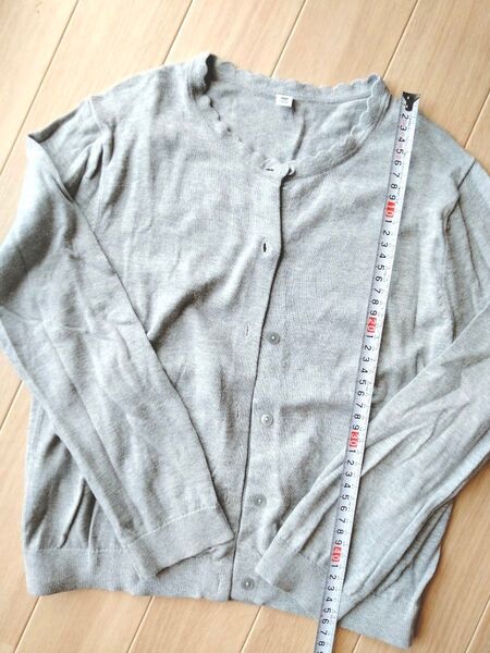 ユニクロ UNIQLO ニットカーディガン 長袖 薄手 カーディガン グレー 140cm