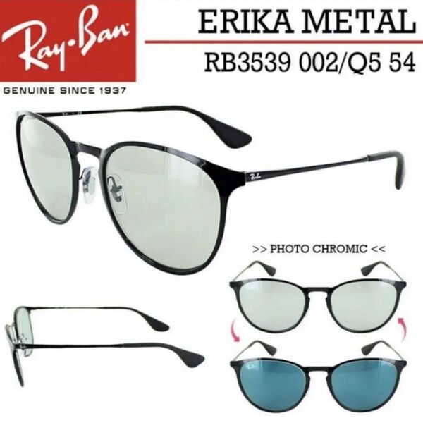 【美品】RayBan/レイバン エリカ メタル RB3539 002/Q5 54 エヴォルヴ 調光レンズ ライトグリーン