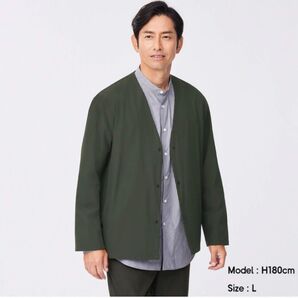 GU/ジーユー ドライストレッチ カーディガン カーキ Sサイズ