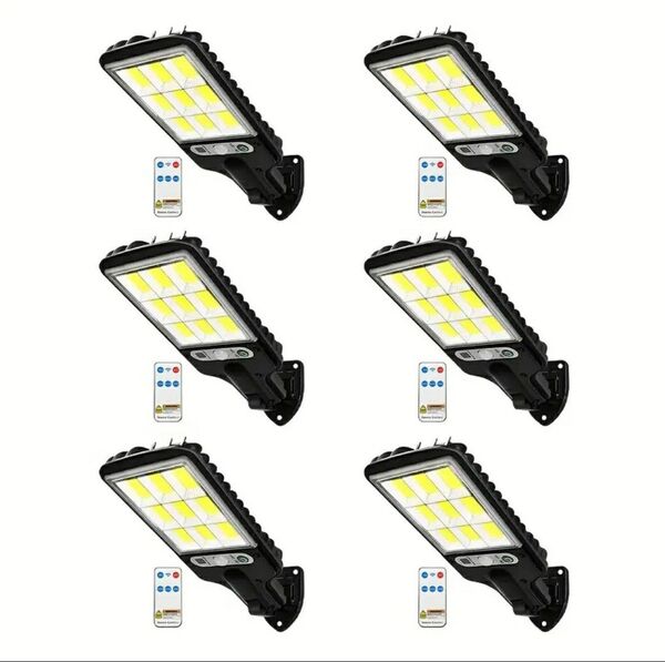 6個セット 108COB センサーソーラーライト、誘導式街路灯、IP44防水