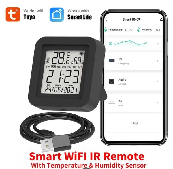 Tuya スマートリモコン、温度湿度センサー スマートホーム USB供給リモコン