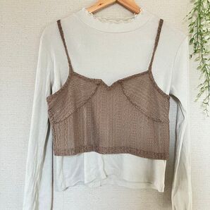 しまむら tal by yumi ビスチェ+ラメトップス セット カットソー 長袖 キャミ レイヤード