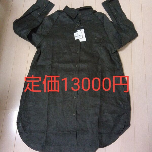 新品 美品 シャツ ブラウス Lサイズ 長袖 無地 リネン Mサイズ 麻100% チュニック シャツ