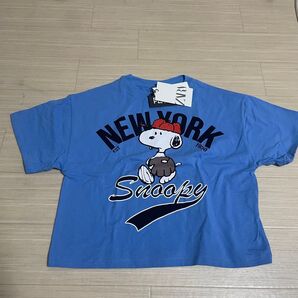ZARA キッズ スヌーピー Tシャツ 新品未使用タグ付き ブルー 丈短 13-14。164㌢大人も!オーバー