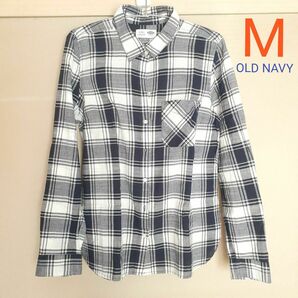 【未使用】 CLASSIC チェックシャツ(長袖)…ネイビーブラック×ホワイト/Mサイズ