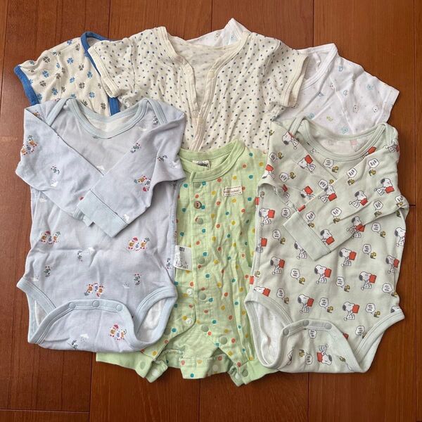 60㎝ 70㎝ 6点セット ロンパース 肌着 ベビー服 ユニクロ 赤ちゃん 子供服 新生児 半袖 長袖 スヌーピー