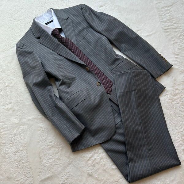 ポールスミス Paul Smith ストライプ L スタイリッシュな軽いスーツ 最高級ゼニア生地 ネクタイプレゼント
