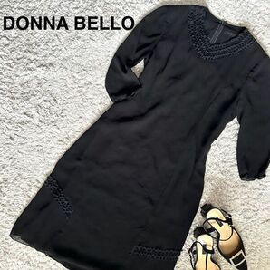 【美品】DONNA BELLO ワンピース フォーマルワンピース 7分袖 7号 膝丈