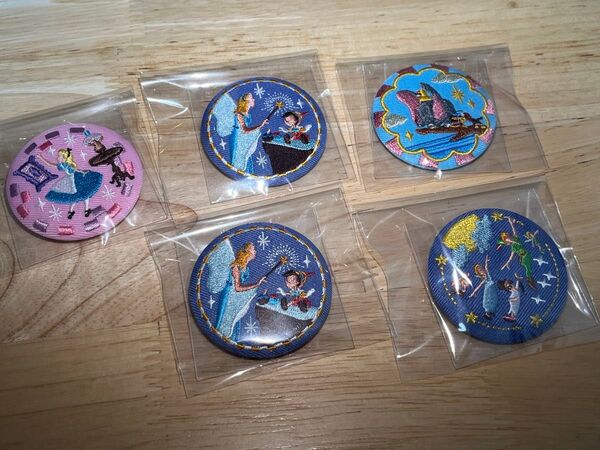 ディズニー Disney 刺繍 缶バッジ 5点セット