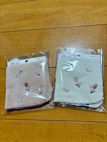 Francfranc ミニタオルハンカチ チューリップ 刺繍 2枚セット