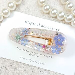 1569*ハンドメイド押し花のヘアクリップ