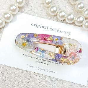 1571*ハンドメイド押し花のヘアクリップ