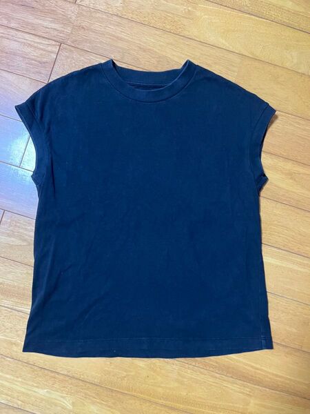 無印良品 フレンチスリーブ ノースリーブ カットソー 黒 M ブラック