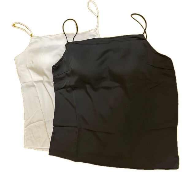 キャミソール カップ付き XXL (白&黒) ★新品 2枚でお買得♪