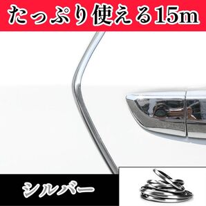 ドアモール 15m 車 ドレスアップ 傷防止 保護 おしゃれ カー用品 便利 ドアエッジモール ドアガード メッキ風 シルバー