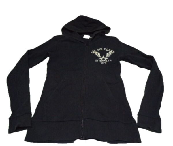 US AIR FORCE AVIREX ジップアップワッフルパーカー ブラック