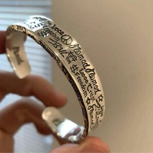 ブレスレット バングル シルバー 英字 古代文字 ヴィンテージ