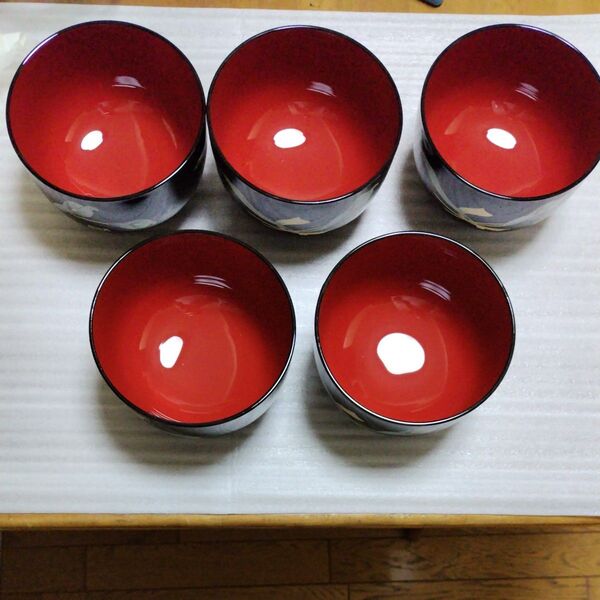 桂由美 椀 5個セット 朱色 和食器