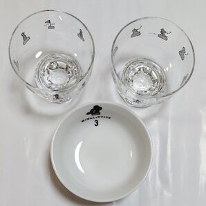住友銀行くまのバンクー グラス2個 小皿1枚 3点セット