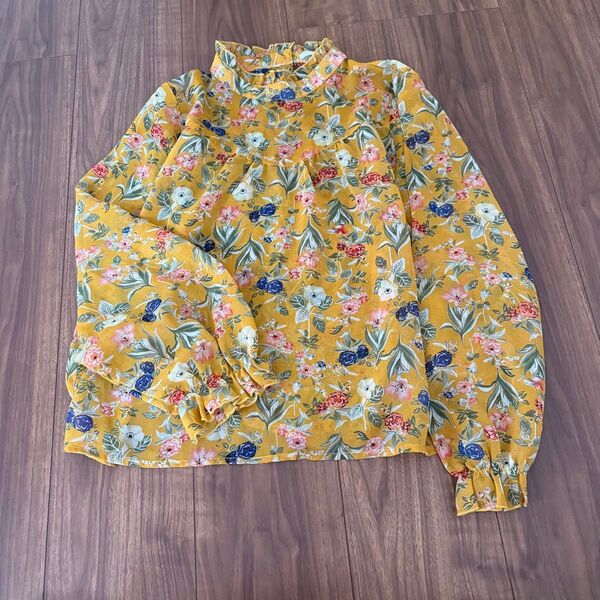 レトロガール RETRO GIRL 花柄ブラウス マスタードイエロー