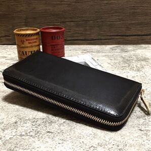 長財布 ラウンドファスナー メンズ レディース 小銭入れ 黒 ブラック スプリットレザー