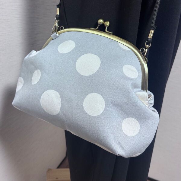 売り切り価格☆POPO☆ハンドメイド☆がま口ショルダーバッグ☆ドット