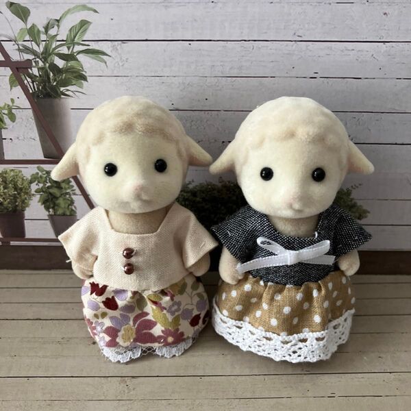 シルバニアファミリー 服 ハンドメイド 2セット ナチュラル
