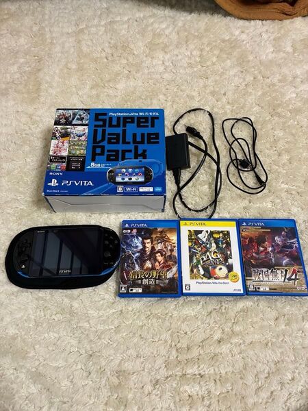 【本体美品】PlayStation Vita Super Value Pack ブルー/ブラック(PCHJ-10017)