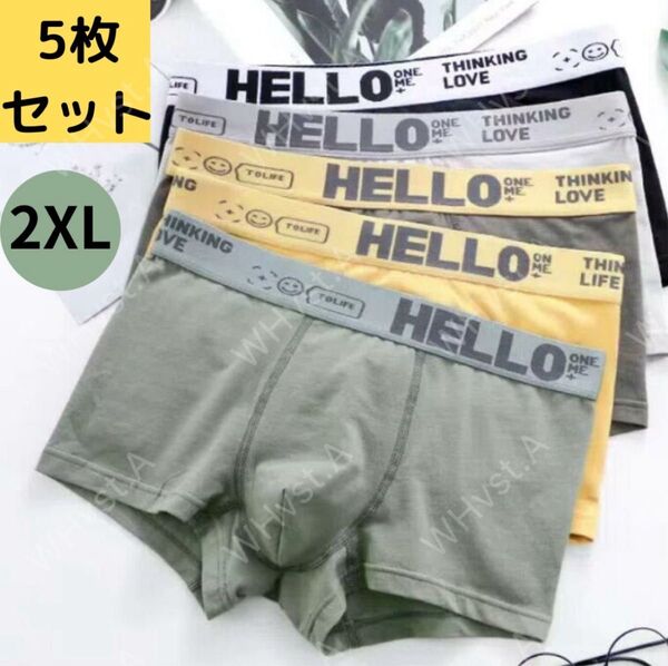 2XL 5枚組 メンズボクサーパンツ 下着 吸汗 速乾 抗菌 防臭アンダーウェア 快適インナー ストレッチ