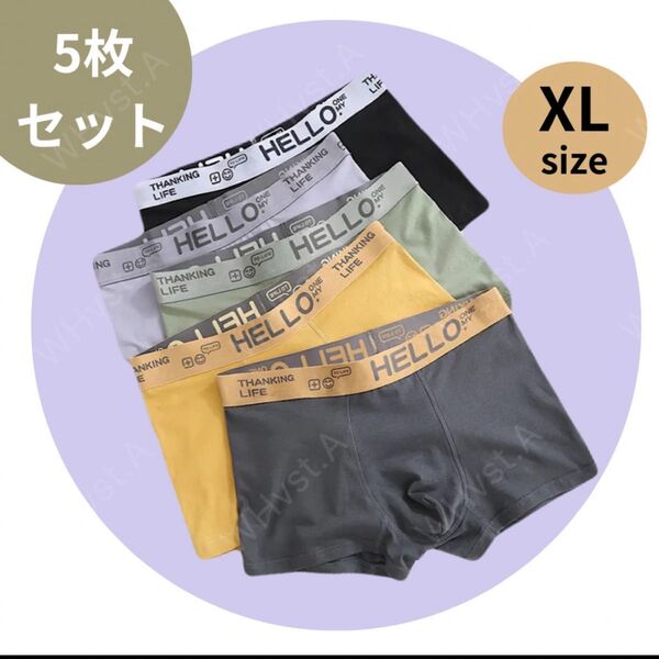 XL 5枚組 メンズボクサーパンツ 下着 吸汗 速乾 抗菌 防臭アンダーウェア 快適インナー ストレッチ