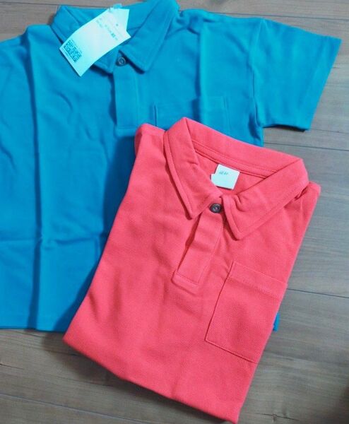 新品 H&M 半袖ポロシャツ 85 2枚セット 青 赤 男の子 女の子