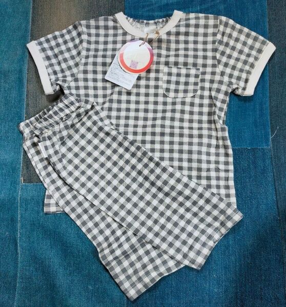 新品 バースデイ テータテート 半袖 上下セット 80 ギンガムチェック セットアップ パジャマ 男の子 女の子