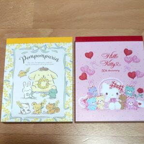 サンリオ ハローキティ、ポムポムプリン ミニメモ帳