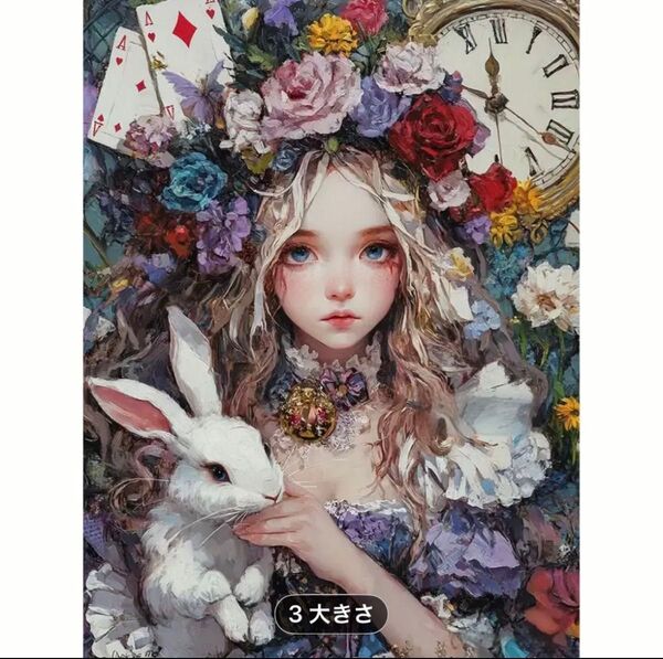 ダイヤモンドドットアートセット 30X40CM アリスとうさぎ