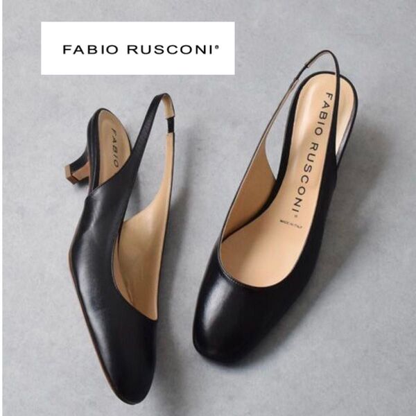 ★FABIO RUSCONI ファビオルスコーニローヒールバックバンドパンプス
