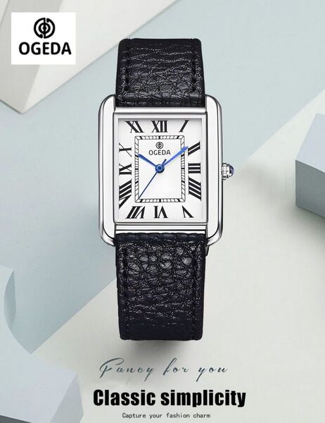 【新品/即日無料発送】OGEDA クォーツ レクタンギュラー ドレスウォッチ