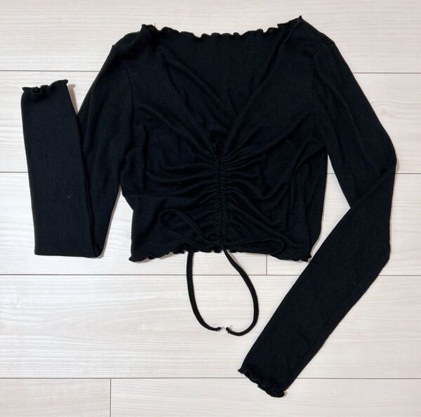 SHEIN 長袖トップス 黒 ショート丈