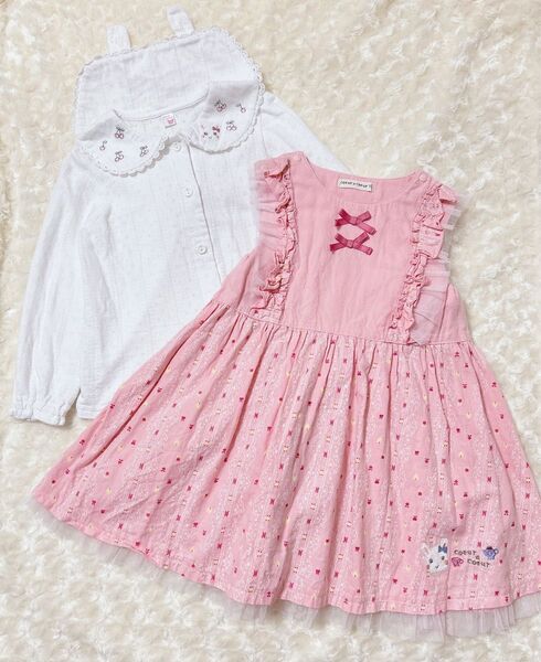 クーラクール100cm ブラウス&ワンピース セット ピンク 花柄
