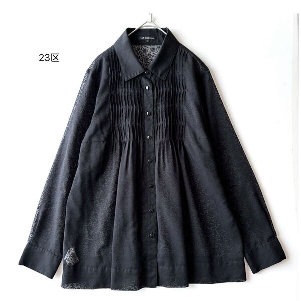 23区♪ピンタックシアーブラウス 透かし柄 大きいサイズ