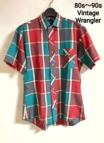 80s〜90s 古着 Wrangler ラングラー ビンテージ 半袖 チェックシャツ M 80年代 ヴィンテージ 90年代