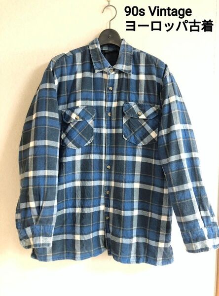 90年代 ユーロ古着 チェック柄 長袖 ネルシャツ ジャケット ヨーロッパ古着 ビンテージ ヴィンテージ ユーロ古着 90s