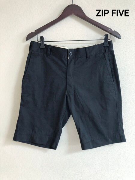 ZIP FIVE 5 ブラック 黒 ショーツ ハーフパンツ M ショートパンツ 中古 ジップファイブ チノショーツ 短パン